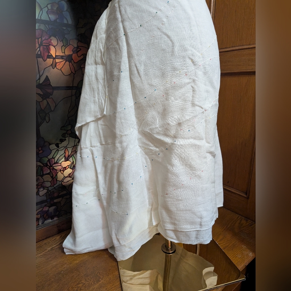 Joie Asymmetrical Cream Skirt with Subtle Embroidery